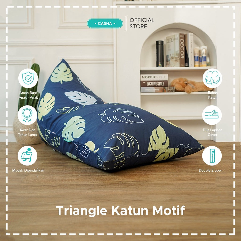 CASHA Bean Bag Triangle Katun Motif - Size Medium