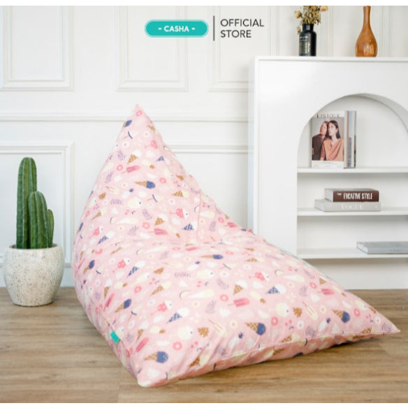 CASHA Bean Bag Triangle Katun Motif - Size Medium