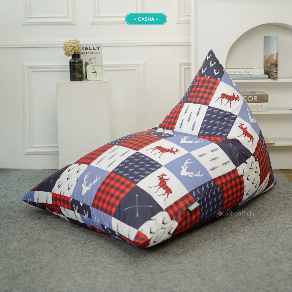 CASHA Bean Bag Triangle Katun Motif - Size Medium