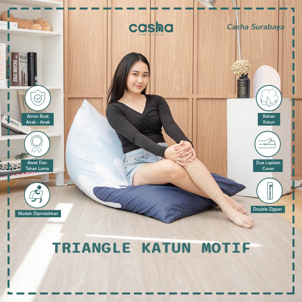 CASHA Bean Bag Triangle Katun Motif - Size Medium